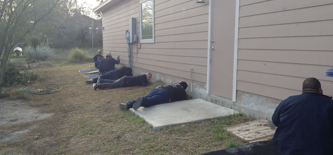 Exterior concrete slab foundation repair process photo 9 in Corpus Christi, Texas