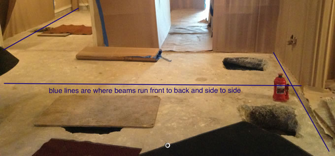 Interior concrete slab foundation repair process photo 2 in Corpus Christi, Texas